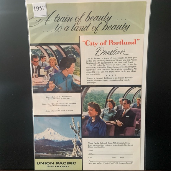 Vintage 1957 Union Pacific Railroad City of Portland Ad Advertisement - Picture 1 of 2